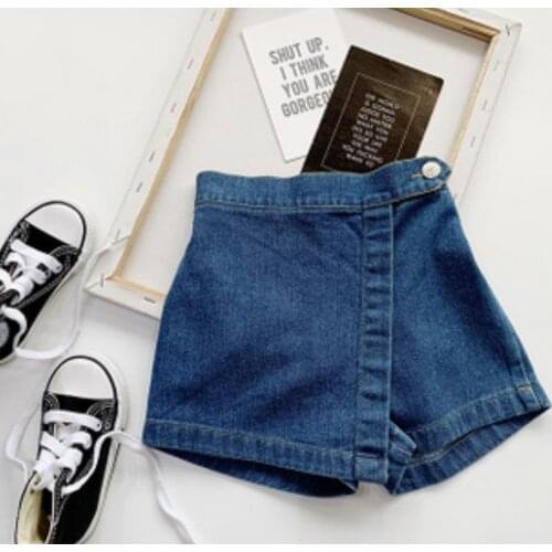 Baby Girls' Fashion Denim Skirt Pants Children Sweet Solid Color Button Elastic Waist Short Pants 6m-5T