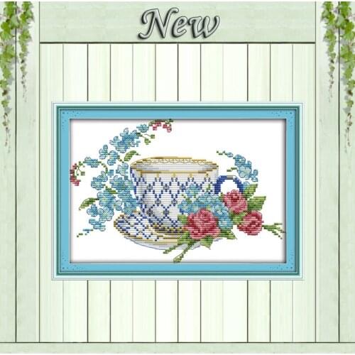 Ice cream coffee shop decor painting counted print on canvas DMC 14CT 11CT chinese Cross Stitch Needlework Sets Embroidery kits