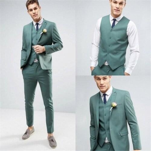Classic slim Groomsmen Peak Lapel Groom Tuxedos Men Suits Wedding/Prom Best Man Blazer ( Jacket+Pants+Tie+Vest) A226