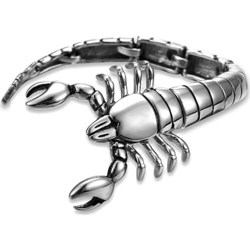 Hotsale Scorpions Decoration Bracelet Summer Classic Cuff Bangle Punk Style Stainless Steel Bracelet Mens Boys Hip-hop Jewelry