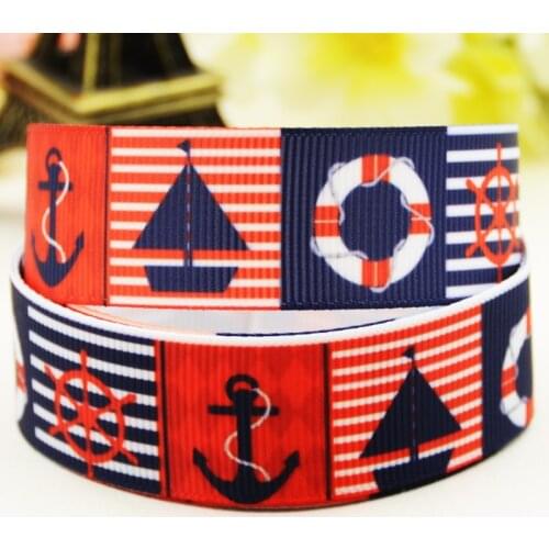 22mm 25mm 38mm 75mm Anchor Cartoon printed Grosgrain Ribbon party decoration 10 Yards X-03317