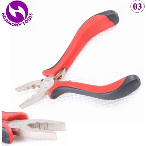 HARMONY 2 Pieces Red&Black Handle 2 Holes Hair Pliers NO Teeth Straight Head for Micro Beads Hair Extensions ( Style 03 )