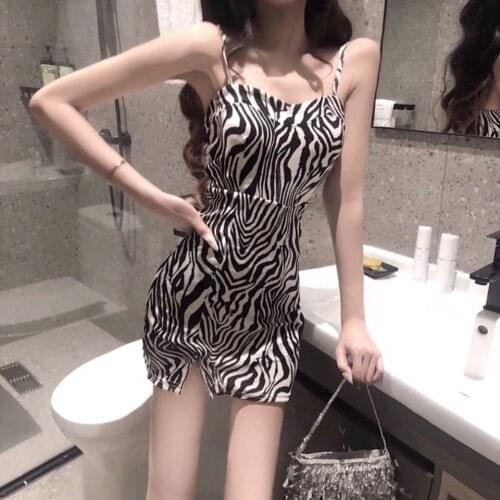 Summer dress Backless Sexy Dress for Women Off Shoulder Mini Dress Black and white stripes Party Club Strap dresses for women