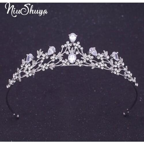 NiuShuya Elegance AAA CZ Tiara Crown Princess Pageant Wedding Hair Jewelry Girls Birthday Graduation Party Hair Accessories
