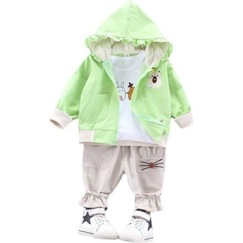 New Spring Autumn Baby Clothes Children Girls Cartoon Hooded Jacket T-Shirt Pants 3Pcs/Set Infant Active Costume Kids Tracksuits