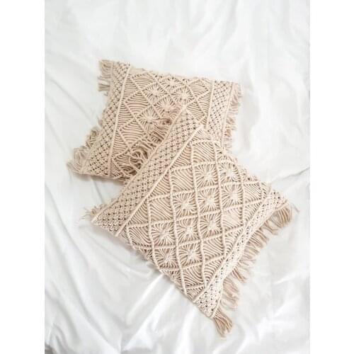 MOMS YARD New Macrame Handmade Cotton Thread Pillowcase Bohemia Moroccan Sofa Cushion Cover Decorative Pillowcase High-end Gift