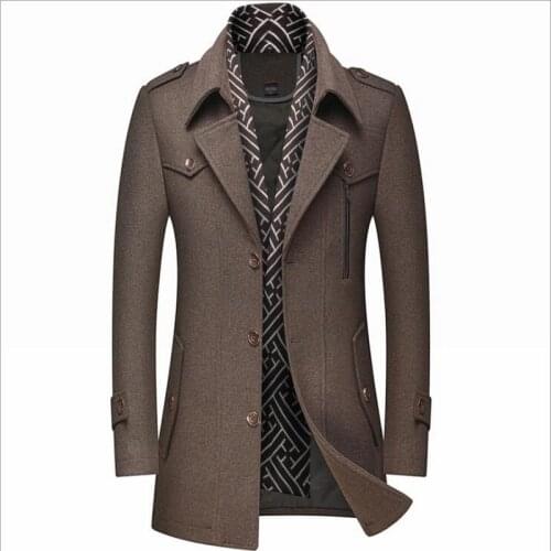 Wool Coat Men Thick Overcoats Mens Single Breasted Coats woolen coat Wool Blends Woolen Pea Coat Male Wool Overcoat