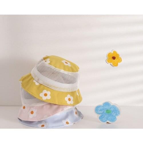2021 Summer Baby Hat For Girls Boys Bucket Hats Sun Shading Breathable Kids Net Cap Big Eave Sun Protection Children Fishman Cap