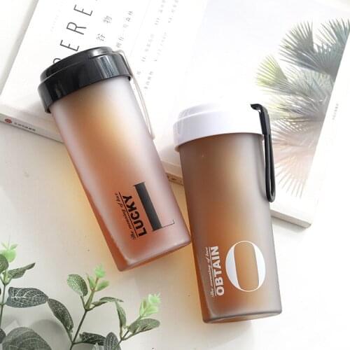 Couple LOVE Frosted Space Plastic Water Bottle Used Outdoor Portable Sports Cute Water Bottle Anti-fall Student Hand Cup