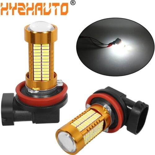 HYZHAUTO 2Pcs H8 H11 LED Fog Lamp HB4 HB3 9005 9006 Car LED Fog Lights 4014 106 SMD Auto Driving Light DRL White Yellow 12V-24V