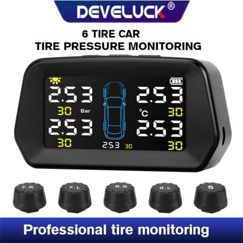 TPMS for 5 Alarm Tires Pressure Sensor Monitoring System USB Solar Power Auto Security Pressure control Spare wheel 0-8bar LED