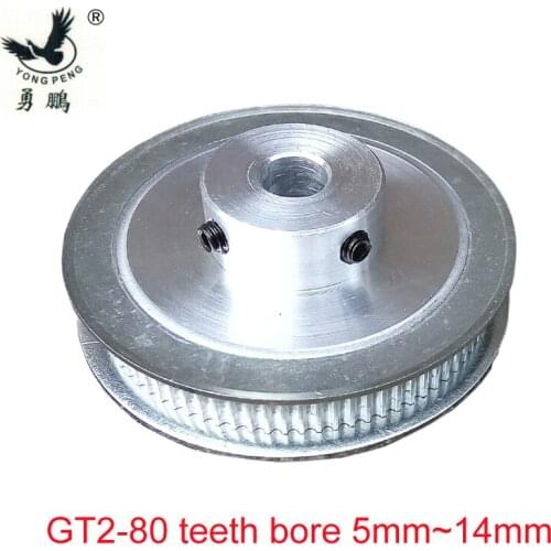 High quality 1PC 80 teeth Bore 5mm GT2 Timing Pulley 80 tooth fit width 6mm of 2GT timing Belt bore 5 mm toothed Free shipping