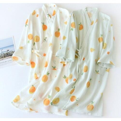 Female Sleepwear Summer Pure Cotton Crepe Thin Japan Kimono Robes for Women Loose Comfy Home SPA Bathrobe Sweat Steaming Suit