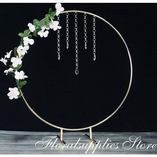 4PCS 23.6 Inch Gold Metal Floral Hoop Flower Wreath Wedding Centerpiece Arch Table Decoration Riser
