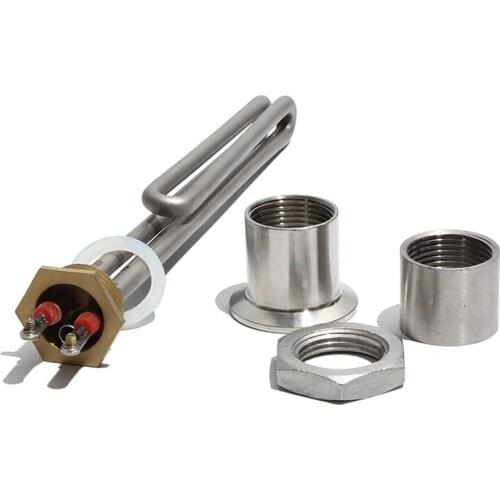 1 Inch BSP/DN25 Copper Thread 201SUS Electric Heating Tube with Probe Hole 1/2/3/4KW Solar Water Heater Part with Accessories