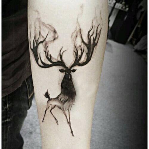 1pc Waterproof Temporary Tattoo Sticker Moose Deer Bucks Tattoo Elk Fake Tattoo