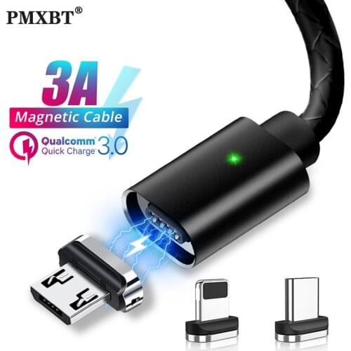 2M Magnetic Cable Micro USB Type C Cable For iPhone Android 3A Fast Charging USB C Phone Magnet Charger For Samsung S10 Xiaomi 8