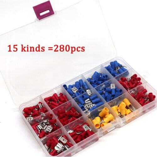 200/250/280 Pcs Electrical Connector Quick Disconnect Heat Shrink Rings Wire Insulated Butt Terminal Crimp Spade Butt Ring Fork
