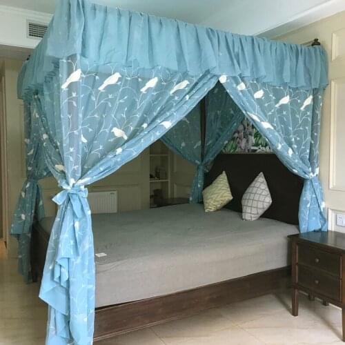 2018 Zanzariera Moustiquaire Blue/ White Embroidered Bird Custom-made Lace Canopy Bed Decoration Palace Mosquito Net Bedding