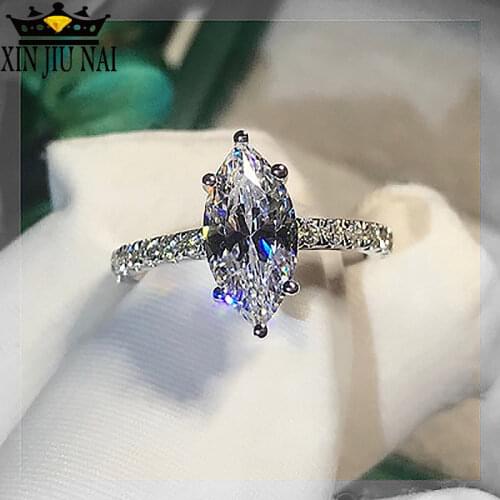 2020 new gem-set advanced diamond-shaped six-sided ring ladies cute romantic charm style engagement diamond ring