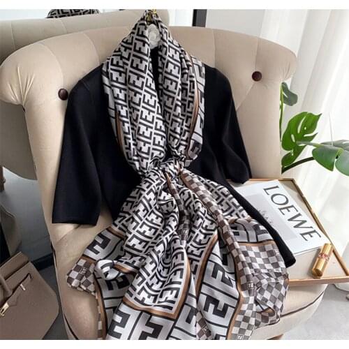 2021 Imitation Silk Scarf Woman Luxury Shawl Fashion Elegant Female Decorative Hijab Beach Sunscreen Long Soft Wrap 180cm*90cm