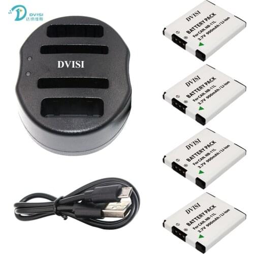 DVISI 4Pcs/set NB-11L NB 11L Battery with USB Dual Charger for Canon A2300 IS A2400 IS A2500 IS A3500 ELPH110 HS Wholesale