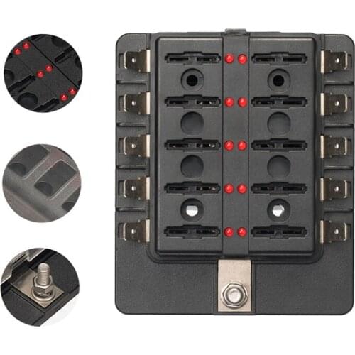 8 way Terminals 1 In 8 Out Car Automotive Boat Bus Blade Fuse Holder Box Car Marine For Car Auto Accessories Blade Fuse Box