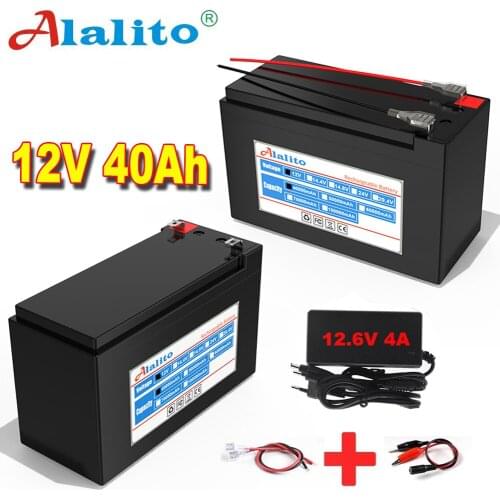 NEW 12V 40Ah 18650 lithium battery pack 3S6P built-in high current 30A BMS for sprayers, electric vehicle batterie+12.6V charger