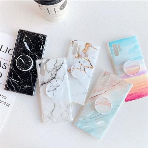 DTLeaf Marble Phone Case With Stand Holder For Samsung S20 S10 S9 S8 S7 Plus Note 20 Note 10 Plus S10E Case Silicon Back Cover