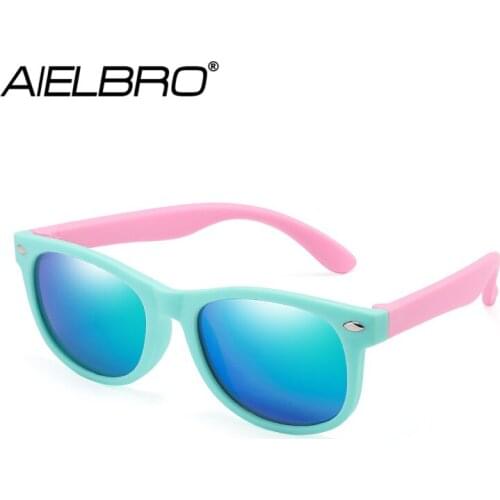 AIELBRO Kids Sunglasses TR90 Boys Girls Polarized Cycling Goggle Silicone Safety Glasses Flexible Sun Glasses Baby UV400 Eyewear
