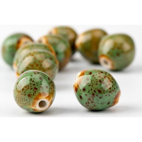 15# 20pcs Oval Shape Porcelain Bead For Jewelry Making flower Jingdezhen Specail Ceramic Beads #A330B