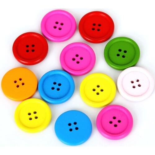 20-100pcs 4-Holes Button Random Mixed Color Wooden Buttons Scrapbooking Round Sewing For Sewing Garment Tools Supplies