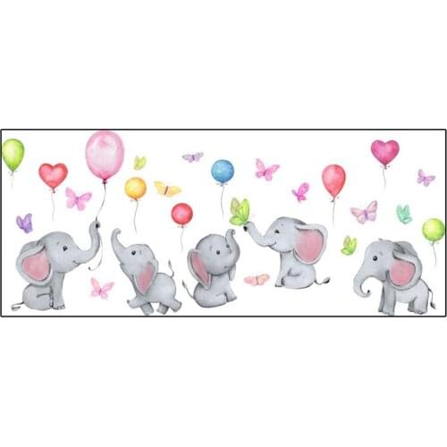 Cartoon Wall Stickers For Kids Rooms Cute Butterfly Elephant Decor Art Mural 3D Wall Stickers For Childrens Rooms Wall Decals