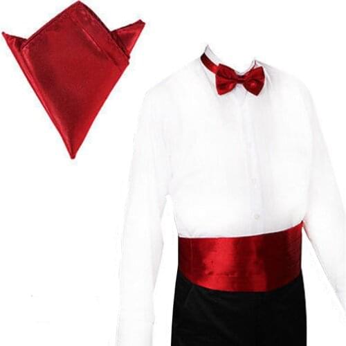 Mens Cummerbund Sets Pocket Square Hanky Bow Tie Tuxedo Wedding Mens CummeFormal Noeud Papillon Sash Wide Belts Ceremonial Belt