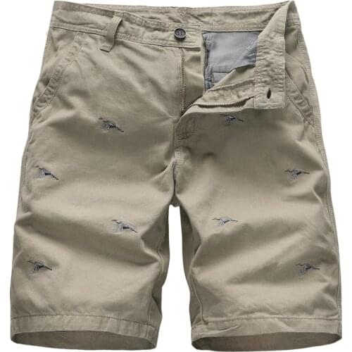 Mens Summer Brand Shorts 100% Cotton Twill Embroidered Zip High Quality Plus Size Casual Work Shorts BVCHAJ