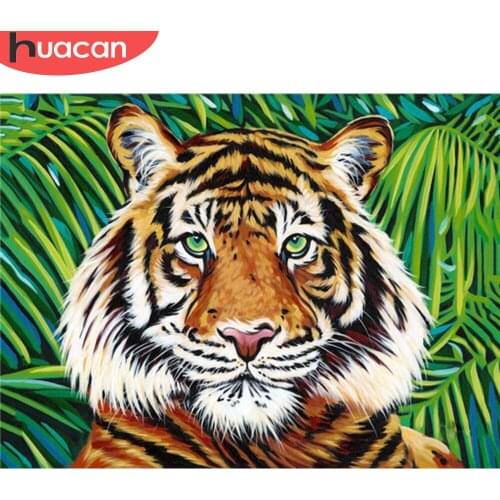 HUACAN Kits DIY Frame Painting By Numbers Tiger Drawing On Canvas HandPainted Art Pictures By Number Animal Gift