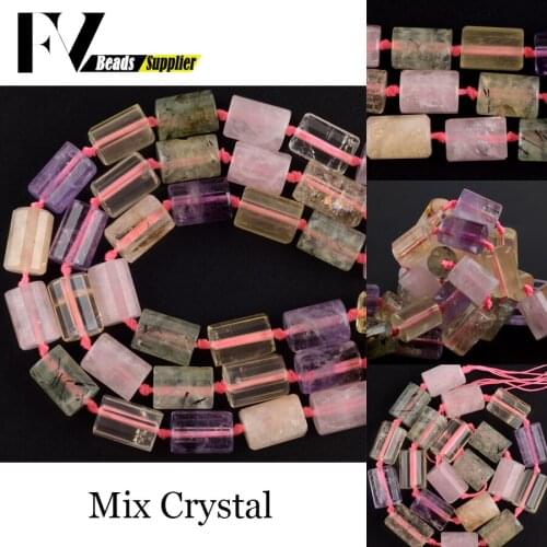 Natural Gems Stones Cylindrical Mix Crystal Beads For Jewelry Making 11*15mm Spacer Loose Beads Diy Bracelet Accessories 15