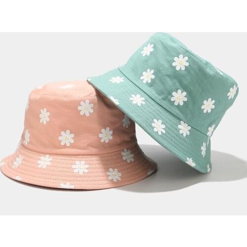 2020 Korea Street Style Bucket Hat Women Reversible Summer Fishing Fisherman Hats Summer Flowers Print Sunshade Flat Basin Caps
