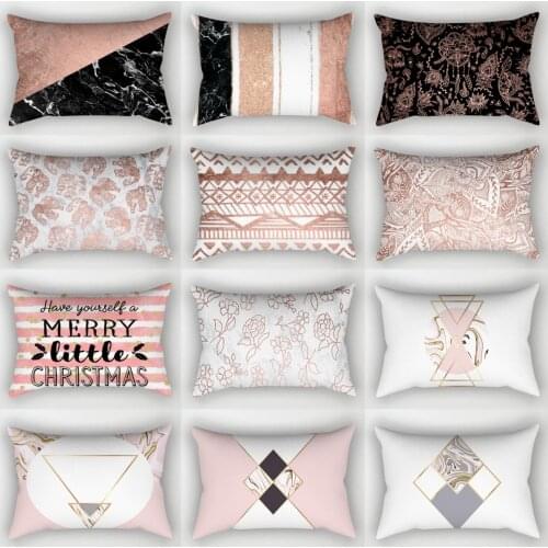 New Rose Gold Pink Waist Pillowcase 30X50CM Sofa Car Seats Cushions Cover Modern Nordic Geometric Throw Pillows Cover Home Decor