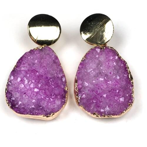 New Women Natural Water Drop Shape Agat Stone Earrings for Women 22x35mm