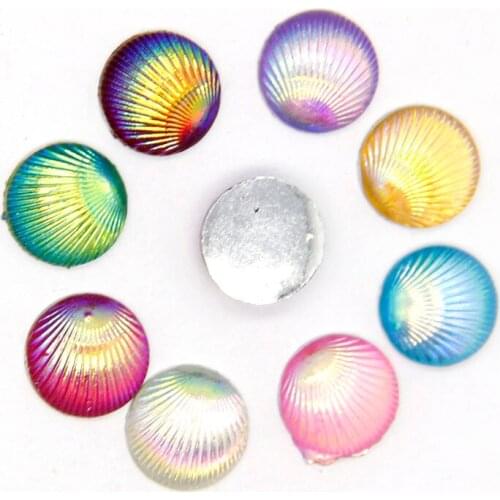 New 40pcs 10mm Mixed Shell Line AB Color Flatback Kawaii Resin Cabochon DIY Craft Wedding Decoration Embellishment