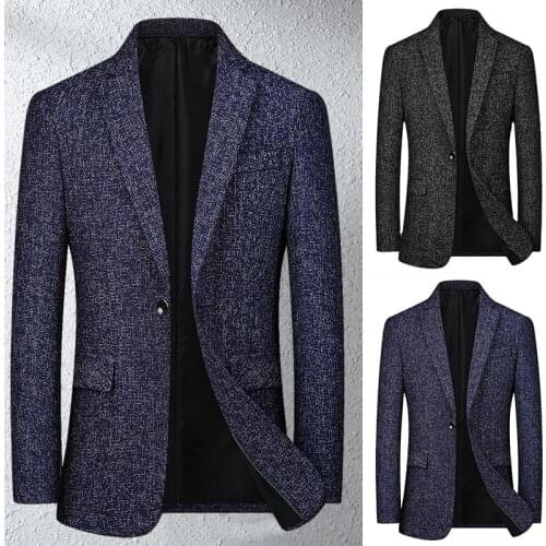 New Fashion Mens Suit Jacket Single Button Slim Business Suit Jacket Banquet Casual Jacket Black Dress Jacket