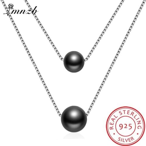 LMNZB Solid 925 Silver Noble Double Layer Pearl Pendant Necklace Vintage Royal Short Necklace for Women Jewelry Gift LD135