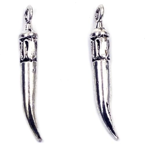 20Pcs Pendants Italian Horn Chili Capsicum Fashion Jewelry DIY Making Finding Charms 4x25mm