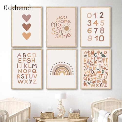 ABC Animals Alphabet Poster Nursery Wall Art Canvas Painting Educational Preschool Prints Wall Pictures For Kids Room Decoration