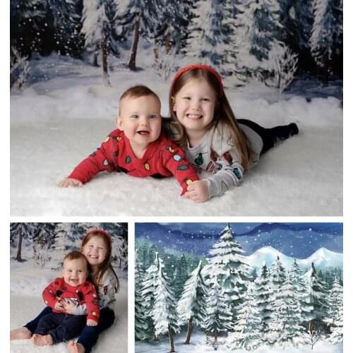 Christmas Backdrop Photography Background Winter Snow Forest Pine Tree Newborn Kids Baby Shower Cake Smash Birthday Decor