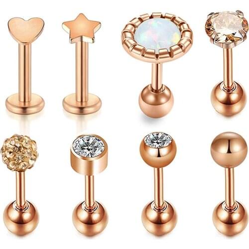 Earrings Cartilage Tragus Earrings Surgical Steel Studs with CZ Rook Hoop Helix Conch Snug Daith Studs Piercing for Women Men