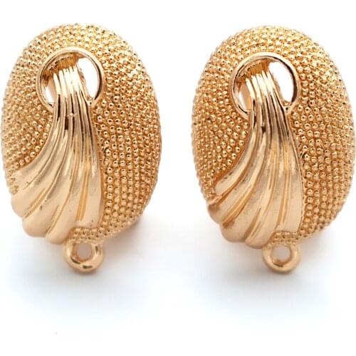 Indian Chile Earrings Post with Loop Hanger Hollow Oval Shape Base DIY Retro Metal Clip Stud Earrings Jewelry Findings 14x22mm