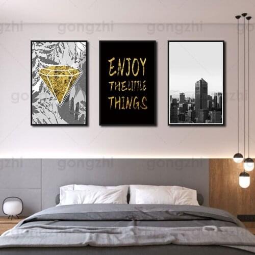 Grey Building Yellow Diamond Abstract Canvas Painting Home Art Posters Bedroom Corridor Stickers Nordic Decoration
