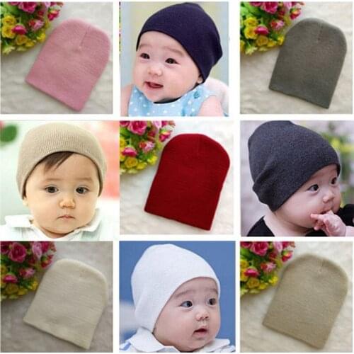 2020 New Fahsion Baby Hats Beanies winter warm Girl Boy Toddler Infant Kids Children Cute Hat Cap Solid Knitted Beanie Gift